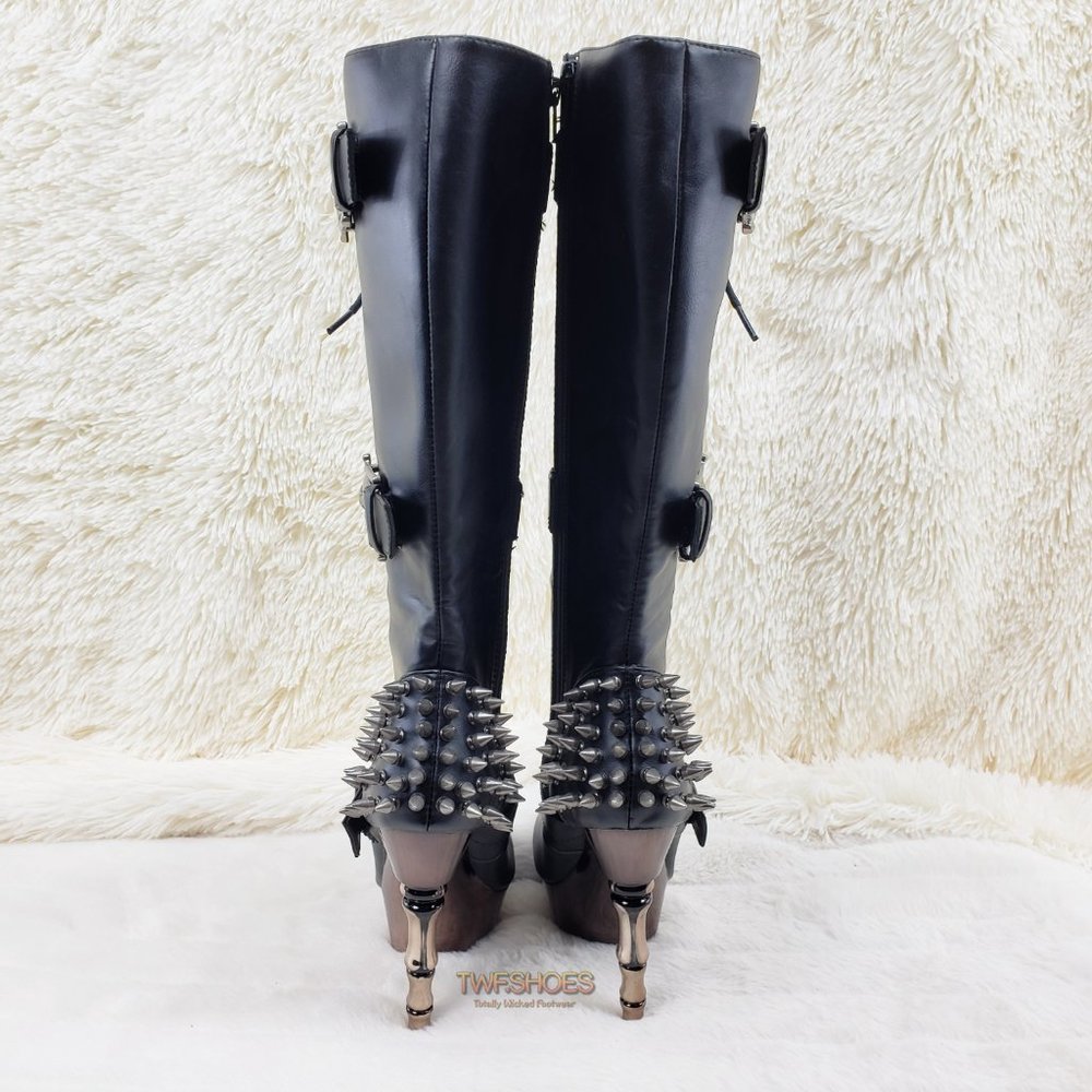 Muerto Goth Punk Bone Heel Spiked Knee Boots RESTOCKED_7